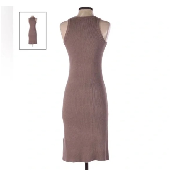 Rachel Zoe Ribbed Tan Sleeveless Sweater Dress Size M - Picture 2 of 6
